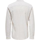 ONLY & SONS - ONSCAIDEN LS MAO STRIPE LINEN SHIRT - Chinchilla - Overhemd - Lange Mouwen - Slim Fit