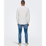 ONLY & SONS - ONSCAIDEN LS MAO STRIPE LINEN SHIRT - Chinchilla - Overhemd - Lange Mouwen - Slim Fit