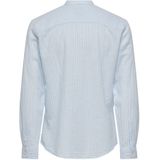 ONLY & SONS - ONSCAIDEN LS MAO STRIPE LINEN SHIRT - Cashmere Blue - Katoen/Linnen