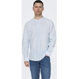 ONLY & SONS - Onscaiden Ls Mao Stripe T-shirt - Hemelsblauw - Katoen