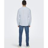 ONLY & SONS - ONSCAIDEN LS MAO STRIPE LINEN SHIRT - Cashmere Blue - Katoen/Linnen