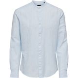 ONLY & SONS - Onscaiden Ls Mao Stripe T-shirt - Hemelsblauw - Katoen