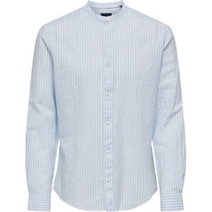 ONLY & SONS - Onscaiden Ls Mao Stripe T-shirt - Hemelsblauw - Katoen