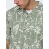 ONLY & SONS - CAIDEN - Vrijetijdsoverhemd - Blauw - Katoenmix met Linnen - Regular Fit