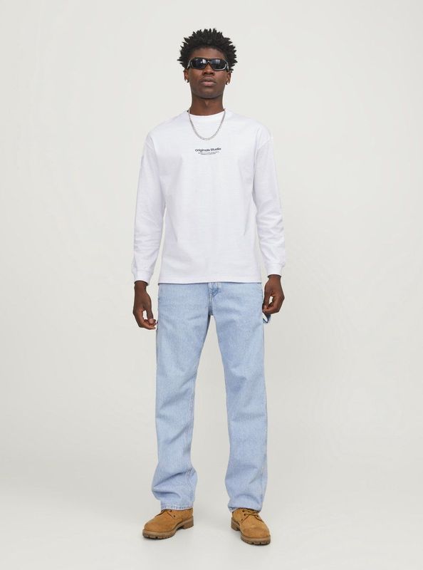 JACK & JONES - Jorvesterbro - T-shirt - Helder Wit - Lange Mouwen