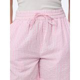 PIECES - PCSally - Broek - Rosa/Wit - Katoen, Gestreept, High Waist