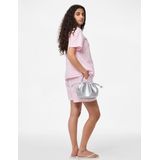 PIECES - PCSally - Broek - Rosa/Wit - Katoen, Gestreept, High Waist