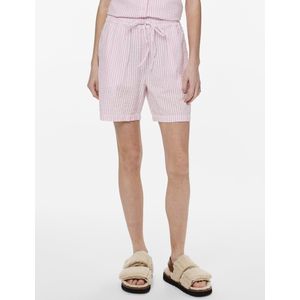 PIECES - PCSally - Broek - Rosa/Wit - Katoen, Gestreept, High Waist