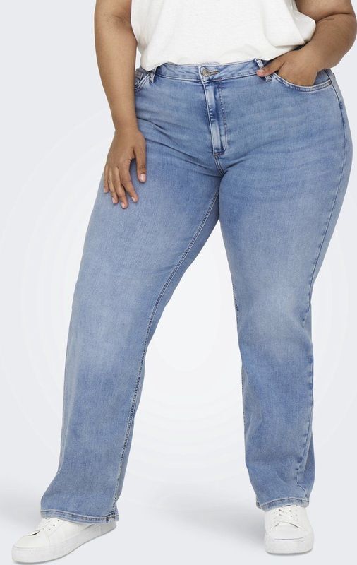 ONLY CARMAKOMA - Wide Fit Jeans - Blauw - Hoog Taille - Voorzakken