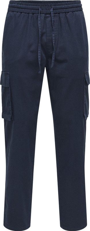 Cargo Broek - Zwart - Katoen - Tapered Fit - Elastische Tailleband