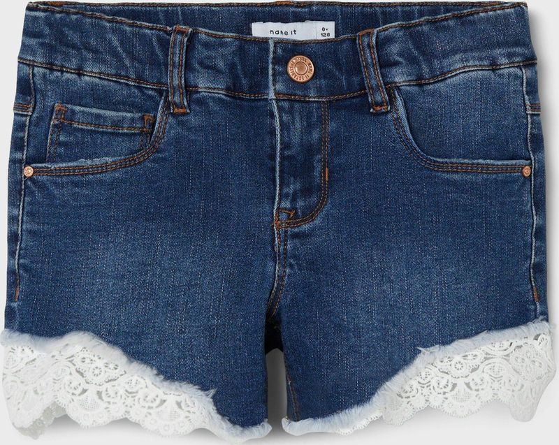 Shorts - Lichtblauw - Denim - Slim Fit - Kantdetail