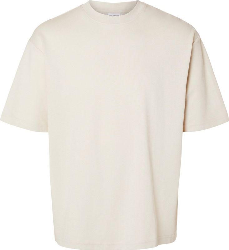 Selected Homme - Slhlooseoscar - T-shirt - Beige - Katoen