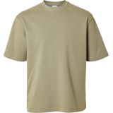 SELECTED - SLHOSCAR - T-shirt - Greige - Losse Pasvorm - Halve Mouw