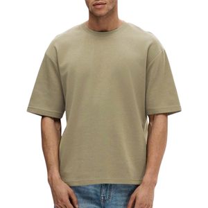 SELECTED - SLHOSCAR - T-shirt - Greige - Losse Pasvorm - Halve Mouw