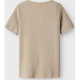 T-shirt - Regular Fit - Ribgebreid - Korte Mouwen - Biologisch Katoen