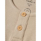 T-shirt - Regular Fit - Ribgebreid - Korte Mouwen - Biologisch Katoen