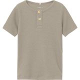 T-shirt - Regular Fit - Ribgebreid - Korte Mouwen - Biologisch Katoen