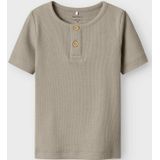 T-shirt - Regular Fit - Ribgebreid - Korte Mouwen - Biologisch Katoen