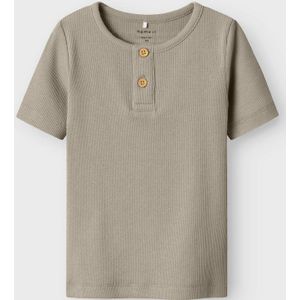 T-shirt - Regular Fit - Ribgebreid - Korte Mouwen - Biologisch Katoen