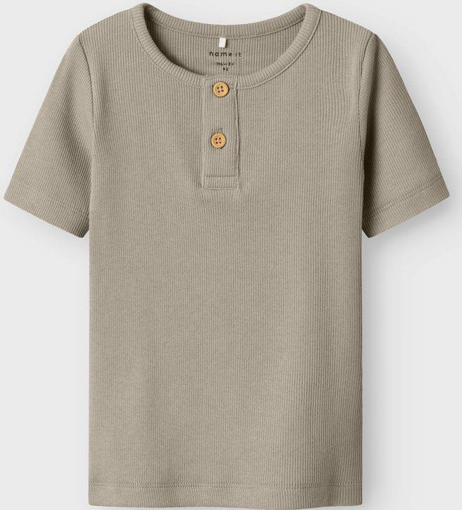 T-shirt - Regular Fit - Ribgebreid - Korte Mouwen - Biologisch Katoen