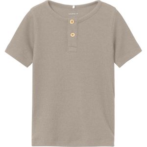 T-shirt - Regular Fit - Ribgebreid - Korte Mouwen - Biologisch Katoen