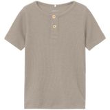 T-shirt - Regular Fit - Ribgebreid - Korte Mouwen - Biologisch Katoen