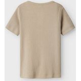 T-shirt - Regular Fit - Ribgebreid - Korte Mouwen - Biologisch Katoen