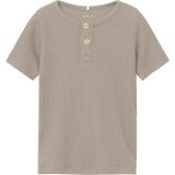 T-shirt - Regular Fit - Ribgebreid - Korte Mouwen - Biologisch Katoen