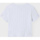 T-shirt - Ribtricot - Gestreept - Korte Mouwen - Hoge Hals - Cropped Fit