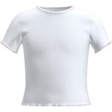 T-shirt - Ribtricot - Gestreept - Korte Mouwen - Hoge Hals - Cropped Fit