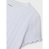 T-shirt - Ribtricot - Gestreept - Korte Mouwen - Hoge Hals - Cropped Fit