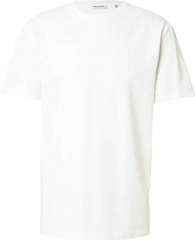 Only & Sons - Seersucker Cloud Dancer T-shirt - Wit - Heren