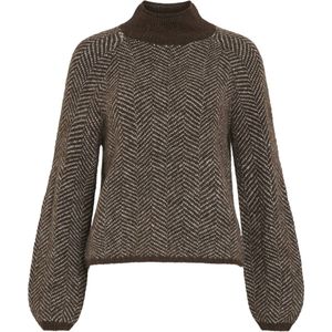 Vila - Lory - Gebreide Top - Hoge Hals - Lange Mouwen - Jacquard Detail