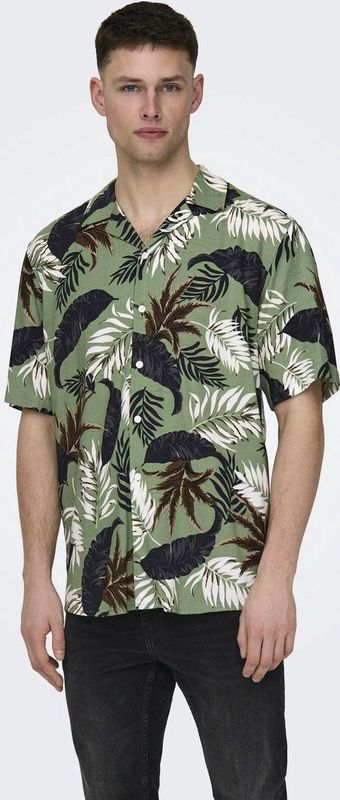 Overhemd - ONSWAYNE - Bloemenprint - Viscose - Regular Fit - Kwartmouw