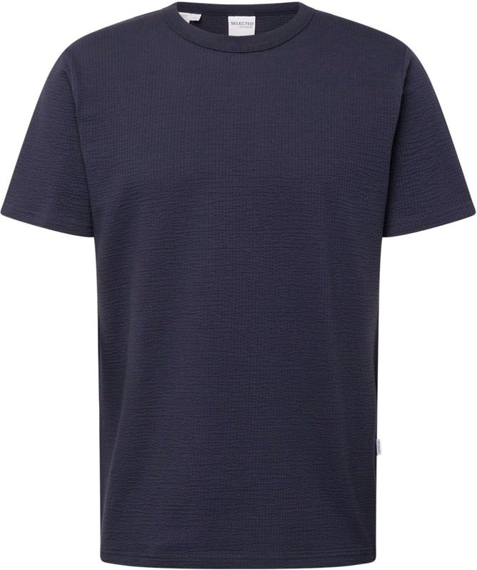Selected - SLHSANDER SEERSUCKER - T-shirt - Effen - 97% Katoen - Regular Fit