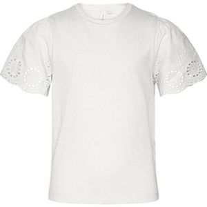 VERO MODA - T-shirt - Wit - Katoen - Kanten Detail