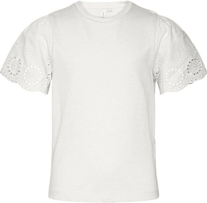 VERO MODA - T-shirt - Wit - Katoen - Kanten Detail