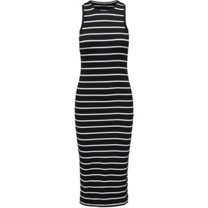Only - ONLBELFAST - Midi Jurk - Zwart/Wit - 97% Katoen, 3% Elastaan