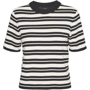 Gebreide Trui - Gestreept - Viscose - Ronde Hals - Kwartmouw