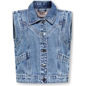 KIDS ONLY GIRL - Gilet - Stretchdenim - Mouwloos - Knoopsluiting - 2 Steekzakken