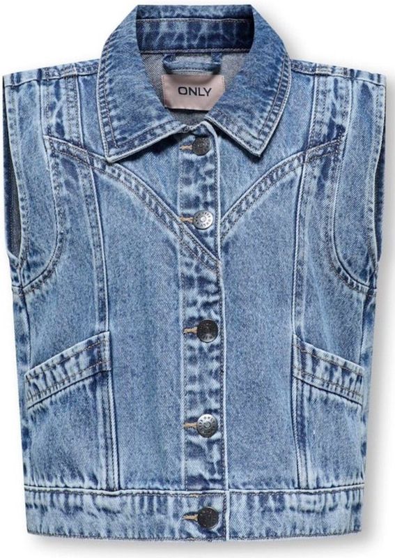KIDS ONLY GIRL - Gilet - Stretchdenim - Mouwloos - Knoopsluiting - 2 Steekzakken