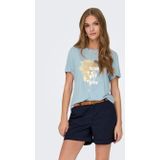 Only - ONLFREE LIFE REG S/S LEAF TOP BOX JRS - T-shirt - Cashmere Blue