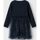 Name It - NMFRARANA LS DRESS - Tule Jurk - Dark Sapphire - Glitterprint