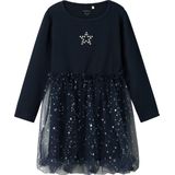 Name It - NMFRARANA LS DRESS - Tule Jurk - Dark Sapphire - Glitterprint