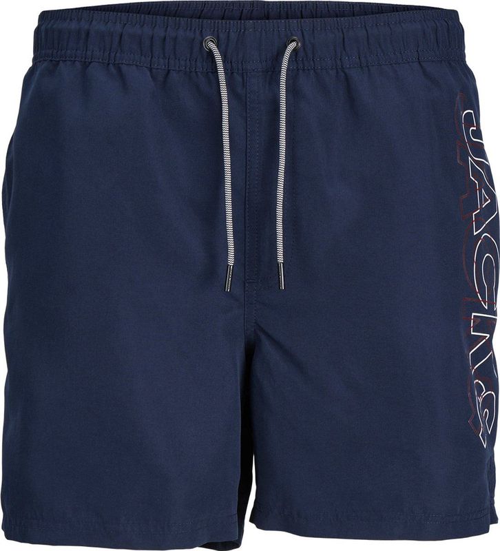 Jack and Jones - JPSTFIJI - Zwemshort - Donkerblauw - Geweven Polyester - Met Elastische Tailleband