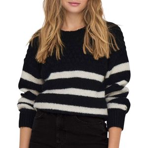 Only Trui Onlbillie Life Ls Stripe O-neck Ex 15323980 Cloud Dancer/black Dames