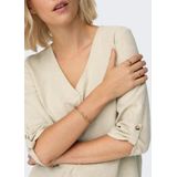 Jacqueline de Yong - Say 3/4 Linen V-Neck Top - Oatmeal