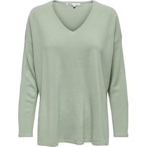 ONLY - Trui - Pastelgroen - Acryl - V-hals, Lange Mouwen