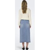 JDY - Lange High-Waist Denim Rok met Split en Gerafelde Zoom