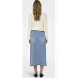 JDY - Lange High-Waist Denim Rok met Split en Gerafelde Zoom